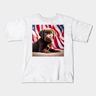 Patriotic Chocolate Lab Puppy Kids T-Shirt